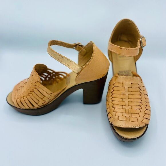 Handmade with genuine leather, Nude Open-Toe High Heels - Picture 2 of 6